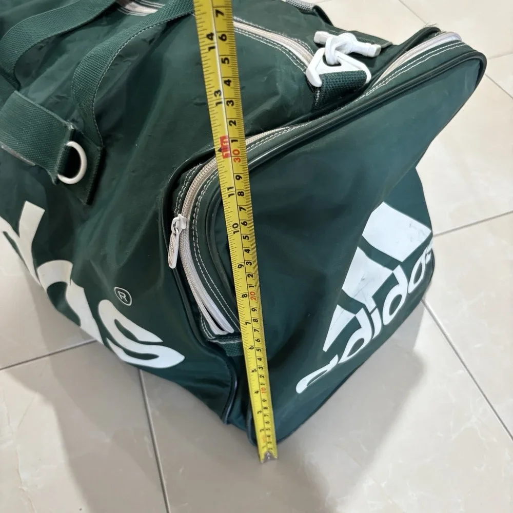 Vintage 80s 90s Adidas Duffle Bag Green Trefoil Gym Bag RARE Zipper Large Gear